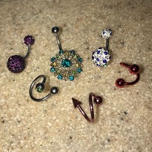 6 belly button rings never worn!